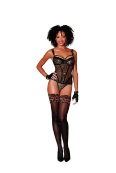 Dreamgirl - Dreamgirl Women's Allover leopard lace and fishnet bustier - DG12889