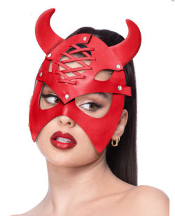 Fever Red Mock Leather Devil Mask - FV53009