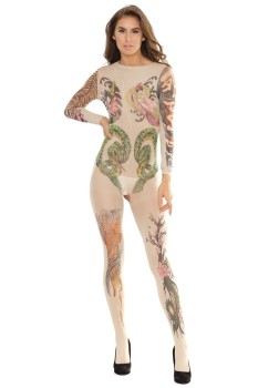 Coquette - Tattoo Print Body Stocking - CQ2560