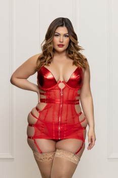 Seven til Midnight - Two piece chemise set.  Lame' and mesh chemise with underwire - STM11719X