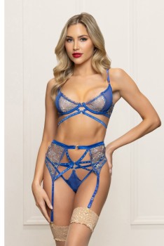 Seven til Midnight - Three piece bra set.  Lurex lace and mesh bra with underwire - STM11692