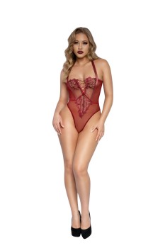 Dreamgirl - Dreamgirl Stretch Floral Lace Teddy - DG14123