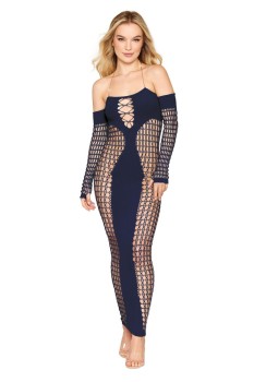 Dreamgirl - Dreamgirl Seamless Bodystocking Gown with Removable Gold Halter Chain  - DG0486