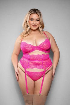 Fantasy Lingerie - JULIETTE Lace bra, garter belt and g-string panty - FL-2434X