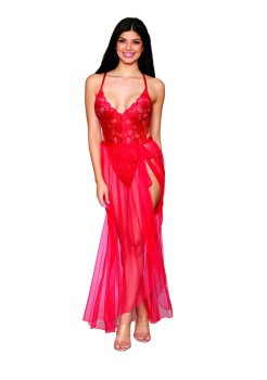 Dreamgirl - Dreamgirl Women's Lace Teddy and Matching Sheer Wraparound Skirt - DG10996